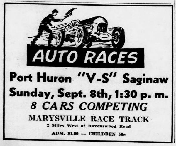 1946 Marysville ad from dave dobner Marysville Race Track (Blue Water Speedway), Marysville